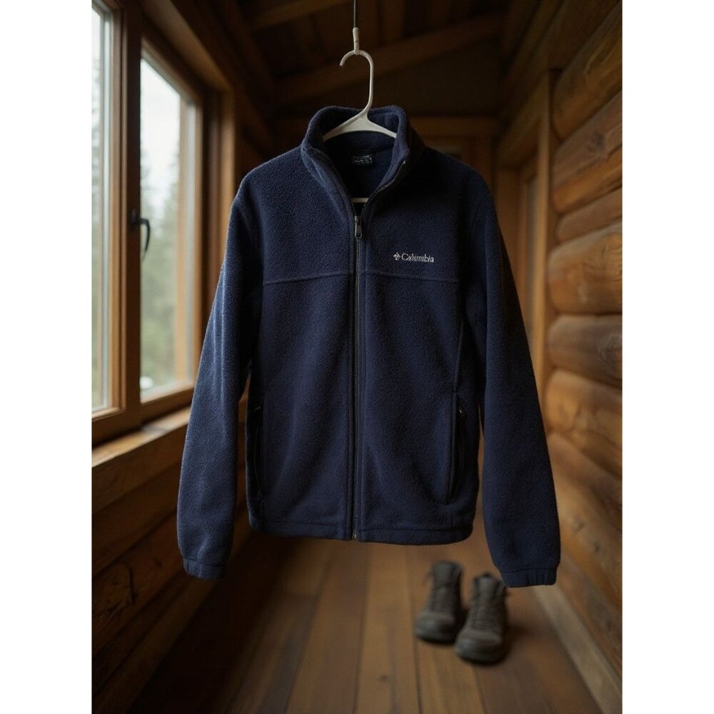 Columbia Mens Medium Black Full-Zip Fleece Jacket With Pockets